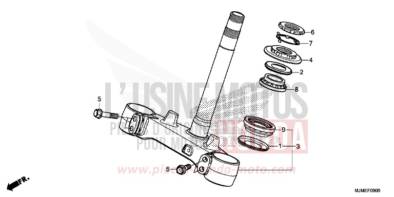 LENKSCHAFT von VFR800X „Crossrunner“ CANDY PROMINENCE RED (R342) von 2017